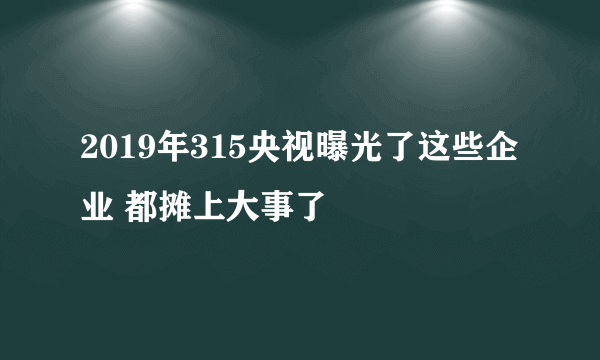 2019年315央视曝光了这些企业 都摊上大事了