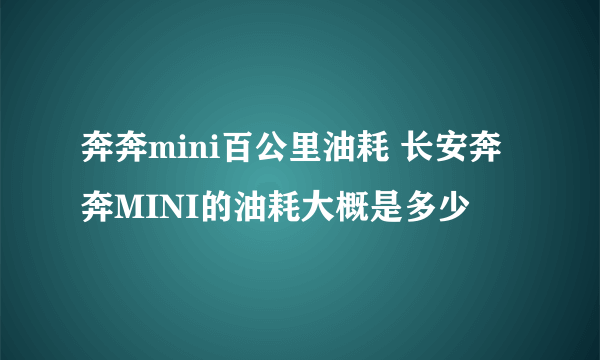 奔奔mini百公里油耗 长安奔奔MINI的油耗大概是多少