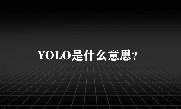 YOLO是什么意思？