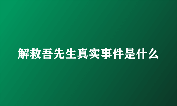 解救吾先生真实事件是什么