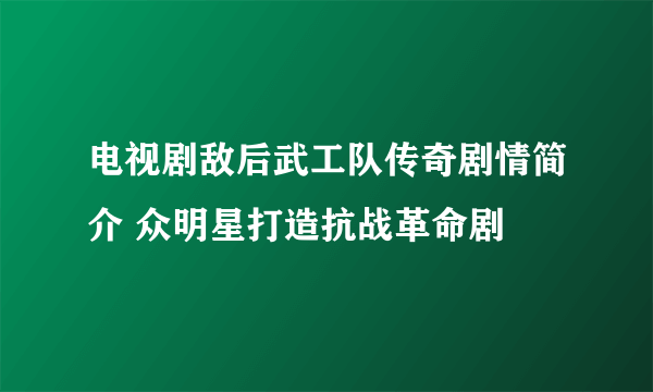 电视剧敌后武工队传奇剧情简介 众明星打造抗战革命剧