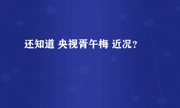 还知道 央视胥午梅 近况？