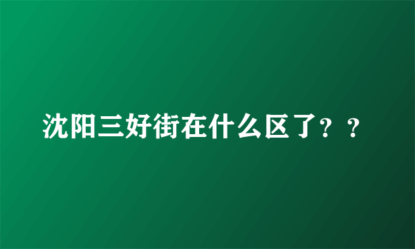 沈阳三好街在什么区了？？