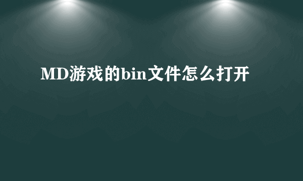 MD游戏的bin文件怎么打开