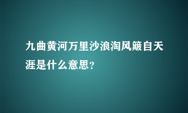 九曲黄河万里沙浪淘风簸自天涯是什么意思？