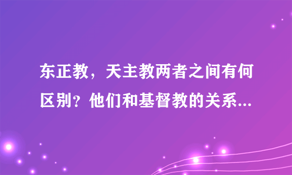 东正教，天主教两者之间有何区别？他们和基督教的关系是什么？