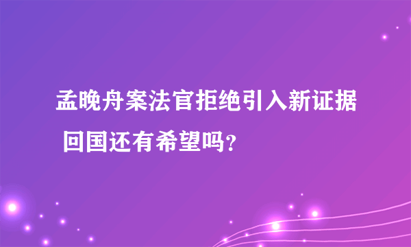 孟晚舟案法官拒绝引入新证据 回国还有希望吗？