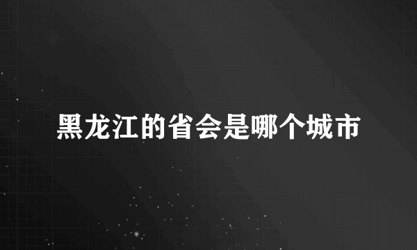 黑龙江的省会是哪个城市