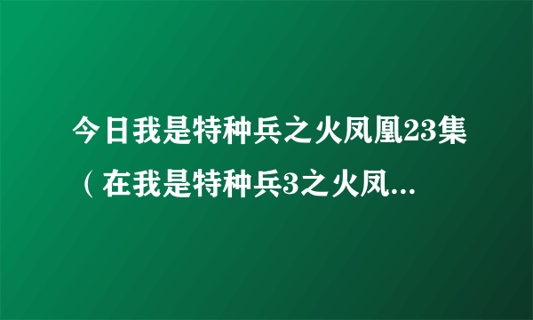 今日我是特种兵之火凤凰23集（在我是特种兵3之火凤凰一共有多少集）