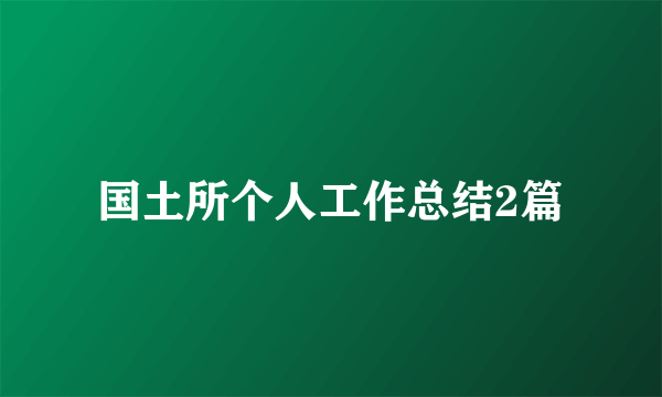 国土所个人工作总结2篇