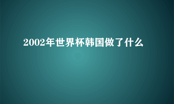 2002年世界杯韩国做了什么