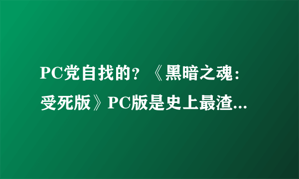 PC党自找的？《黑暗之魂：受死版》PC版是史上最渣移植 幸好我们能自救