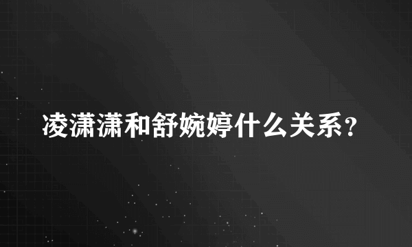 凌潇潇和舒婉婷什么关系？