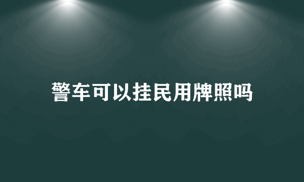 警车可以挂民用牌照吗