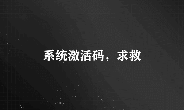 系统激活码，求救