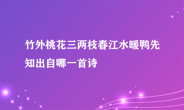 竹外桃花三两枝春江水暖鸭先知出自哪一首诗