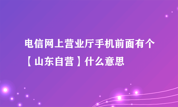 电信网上营业厅手机前面有个【山东自营】什么意思