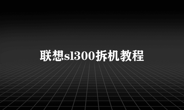 联想sl300拆机教程