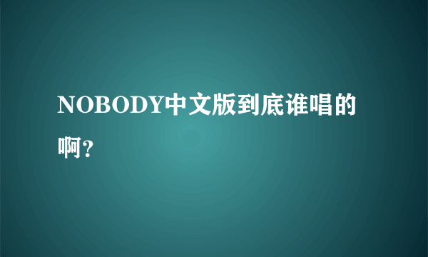 NOBODY中文版到底谁唱的啊？