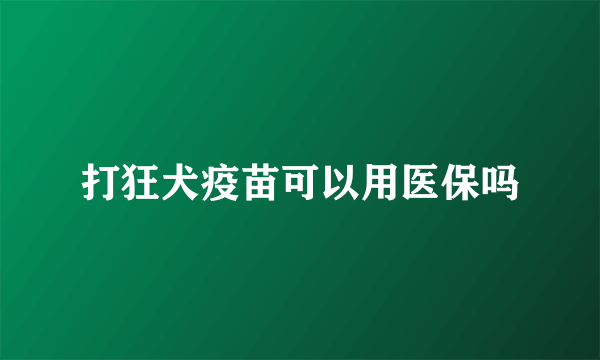 打狂犬疫苗可以用医保吗