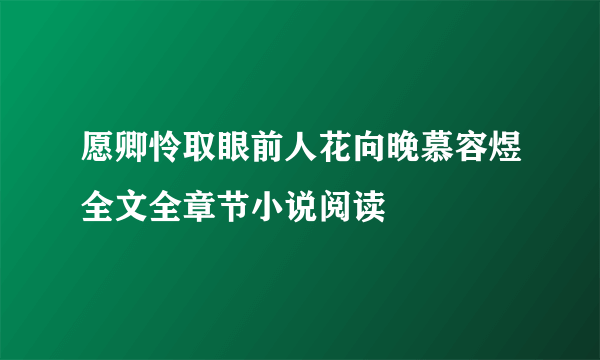 愿卿怜取眼前人花向晚慕容煜全文全章节小说阅读