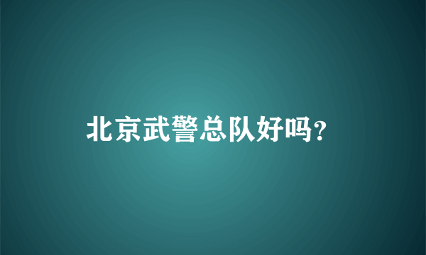 北京武警总队好吗？