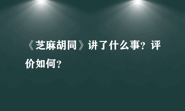 《芝麻胡同》讲了什么事？评价如何？