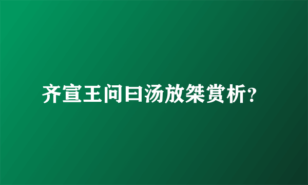 齐宣王问曰汤放桀赏析？