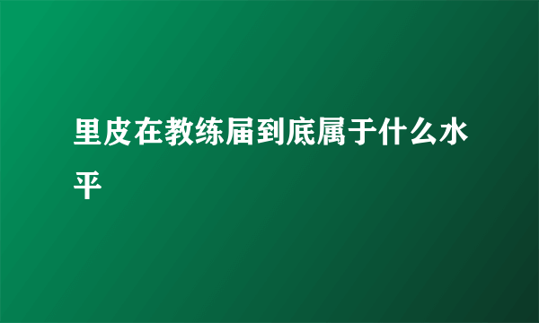 里皮在教练届到底属于什么水平