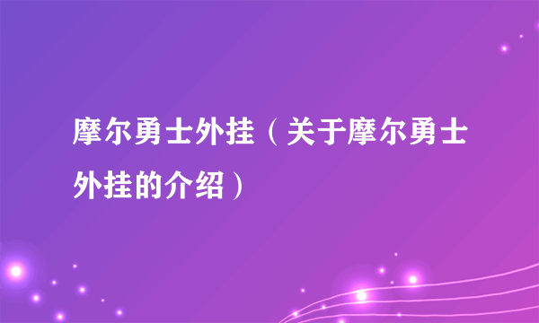 摩尔勇士外挂（关于摩尔勇士外挂的介绍）