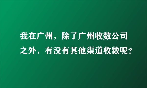 我在广州，除了广州收数公司之外，有没有其他渠道收数呢？