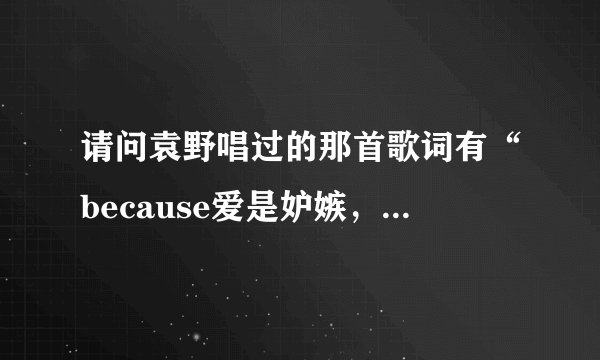 请问袁野唱过的那首歌词有“because爱是妒嫉，爱是怀疑…”的歌名是什么？