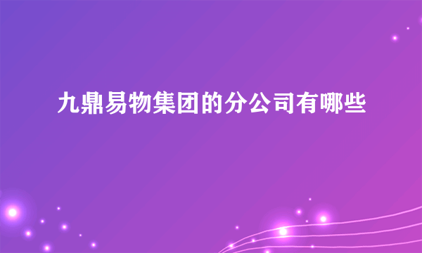 九鼎易物集团的分公司有哪些