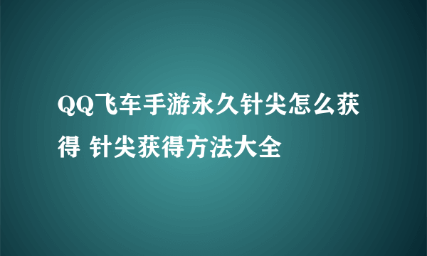 QQ飞车手游永久针尖怎么获得 针尖获得方法大全