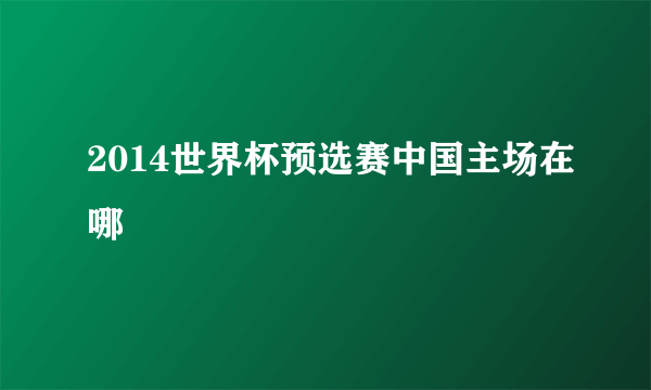 2014世界杯预选赛中国主场在哪