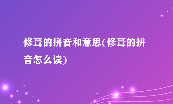 修葺的拼音和意思(修葺的拼音怎么读)