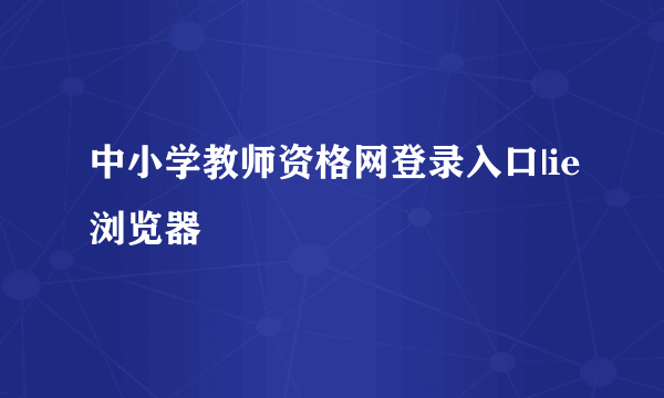 中小学教师资格网登录入口|ie浏览器