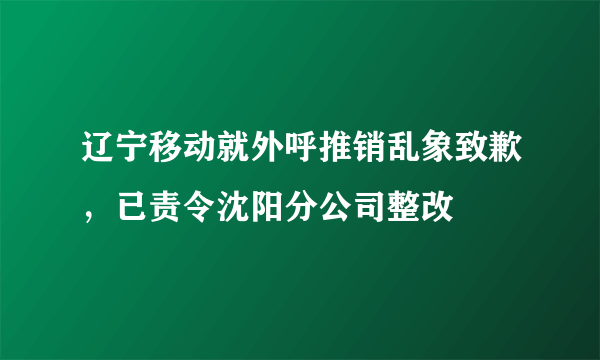 辽宁移动就外呼推销乱象致歉，已责令沈阳分公司整改