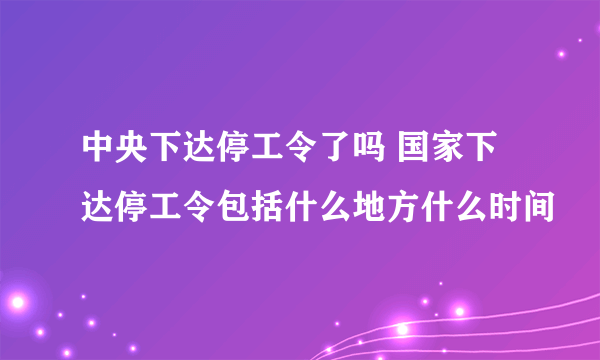 中央下达停工令了吗 国家下达停工令包括什么地方什么时间