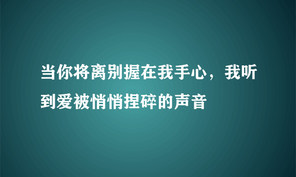 当你将离别握在我手心，我听到爱被悄悄捏碎的声音