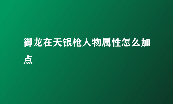 御龙在天银枪人物属性怎么加点