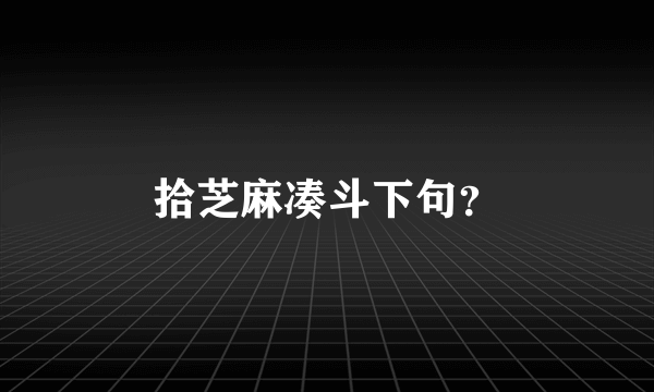 拾芝麻凑斗下句？