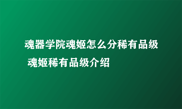 魂器学院魂姬怎么分稀有品级 魂姬稀有品级介绍