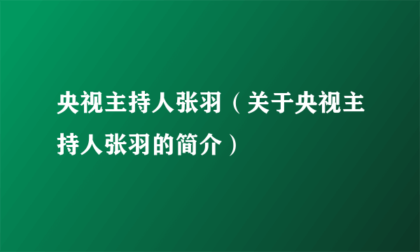 央视主持人张羽（关于央视主持人张羽的简介）