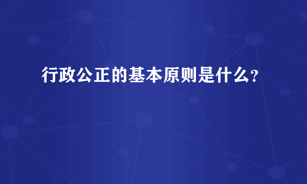 行政公正的基本原则是什么？