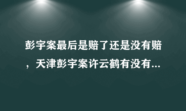 彭宇案最后是赔了还是没有赔，天津彭宇案许云鹤有没有赔10万？