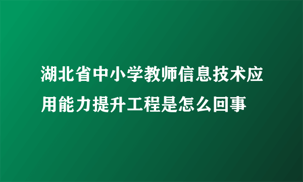 湖北省中小学教师信息技术应用能力提升工程是怎么回事