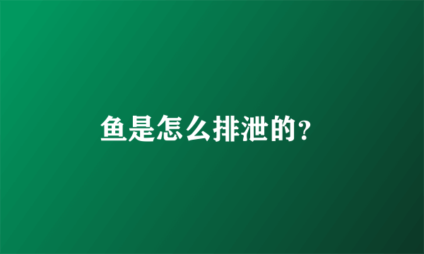 鱼是怎么排泄的？