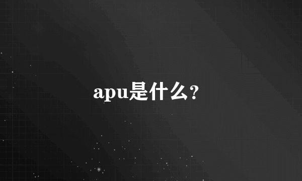 apu是什么？