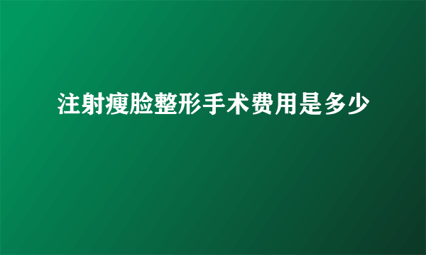 注射瘦脸整形手术费用是多少